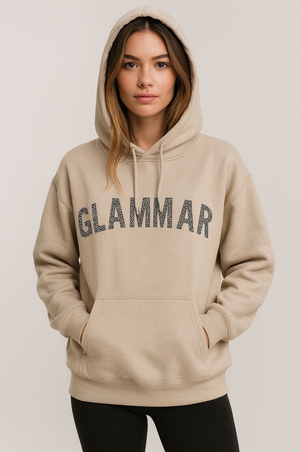 Beige Glammar Hoodie