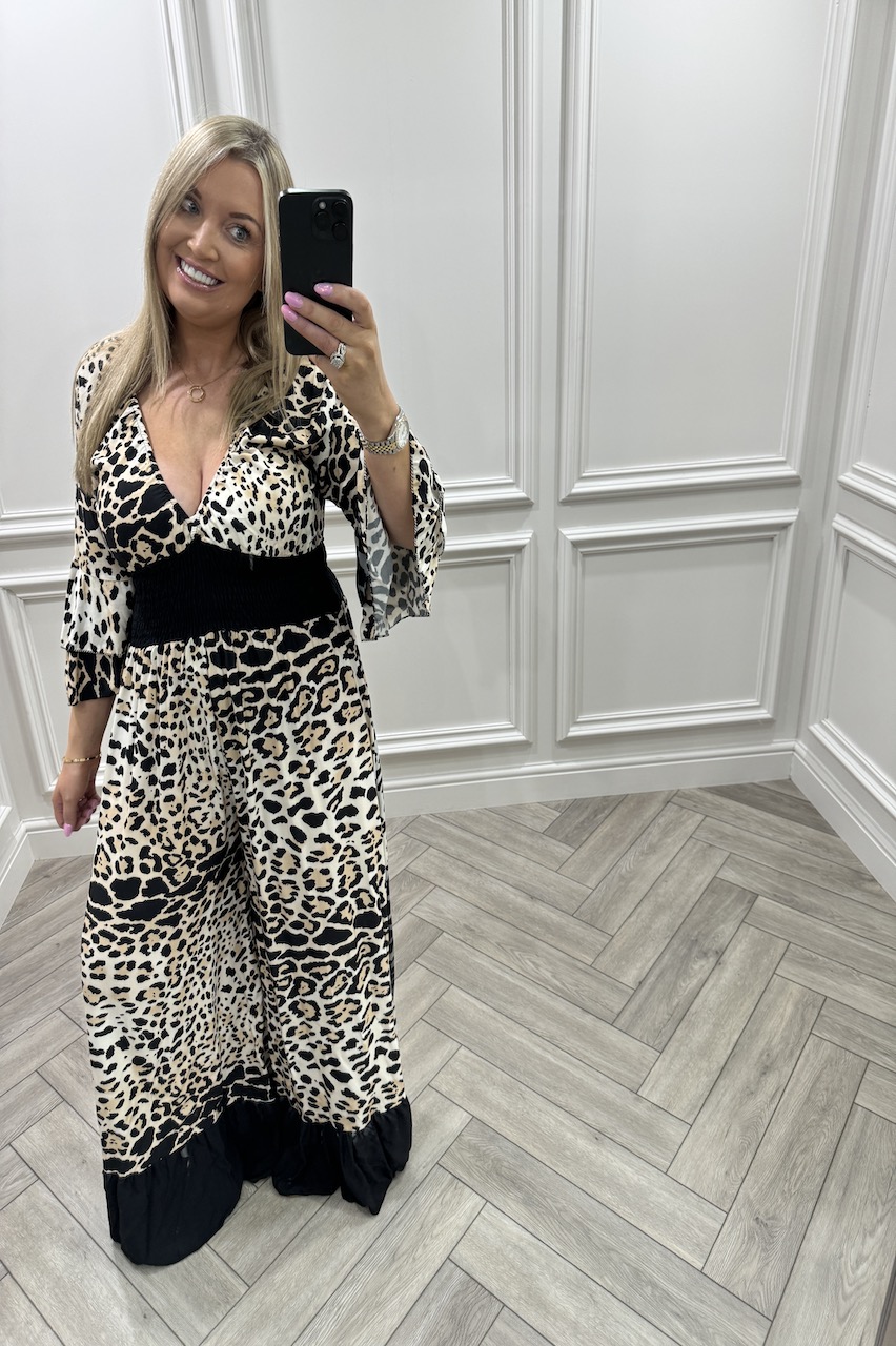 Black Wild Luxury Leopard Jumpsuit 