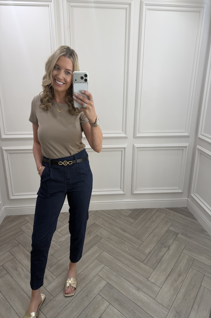 Dark Denim Effect  Mom Magic Trousers