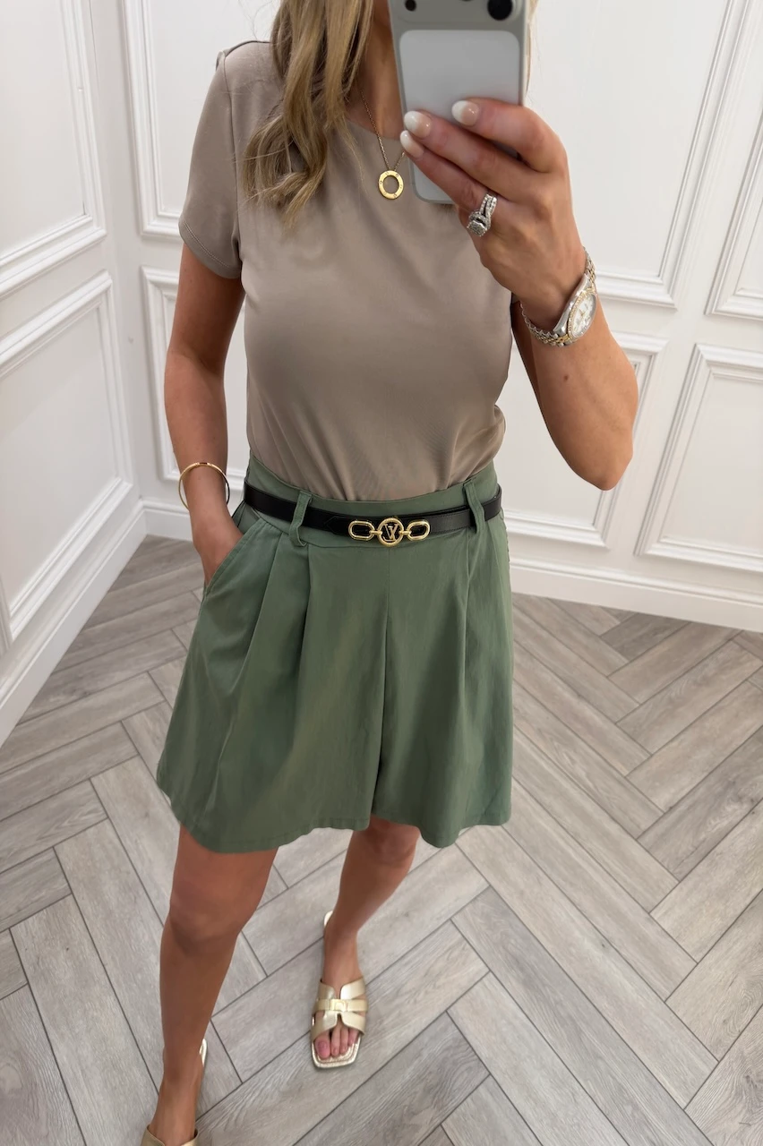 Bella Khaki Magic High Waist Shorts 