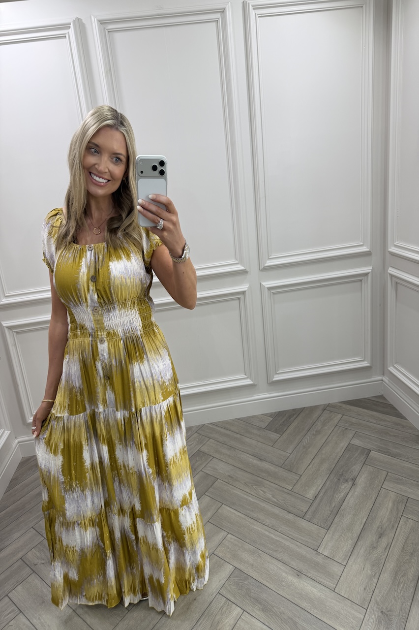 Yellow Matilda Shirred Maxi Dress