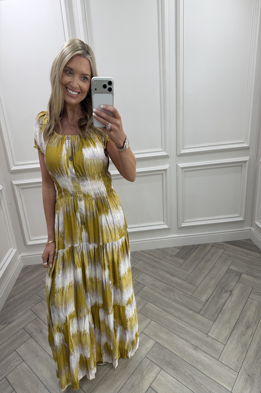 Yellow Matilda Shirred Maxi Dress