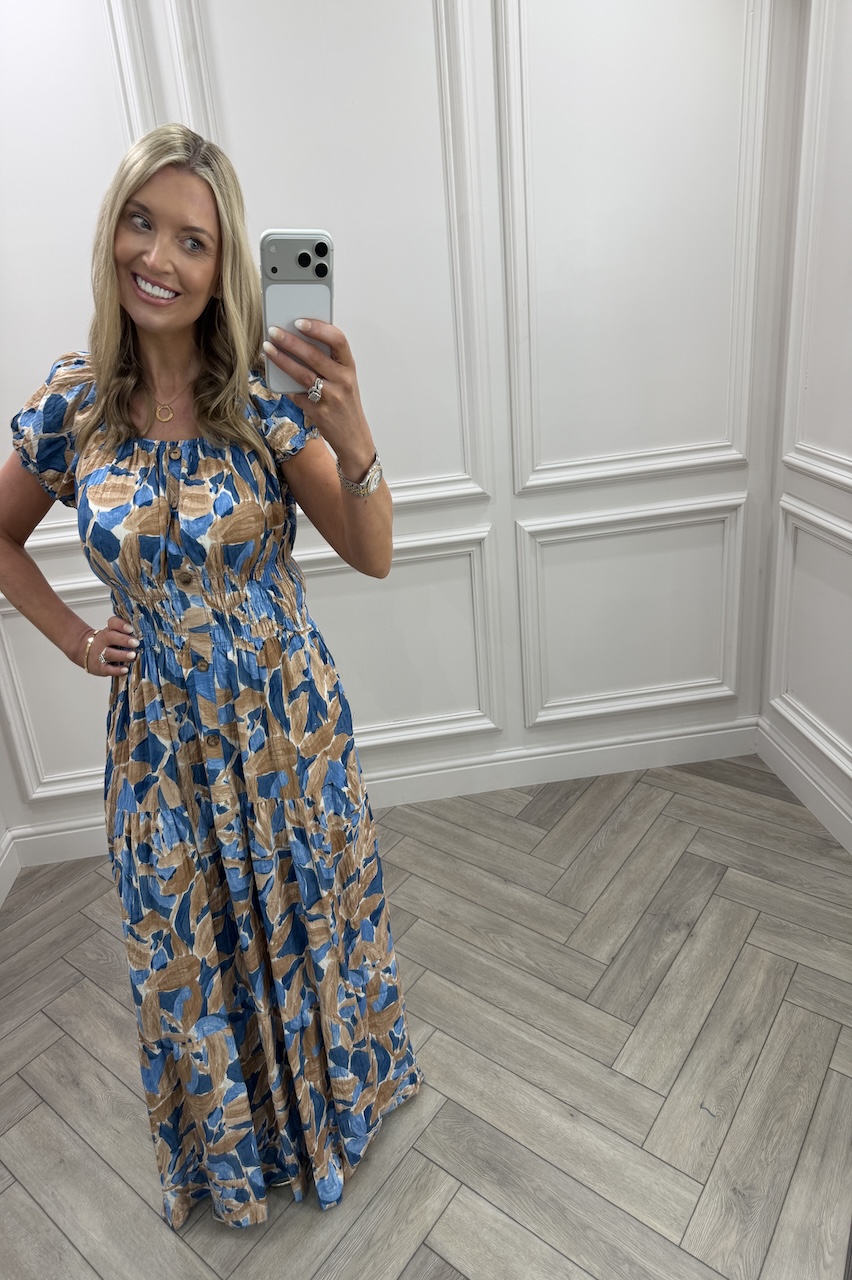 Royal & Tan Celia Shirred Maxi Dress