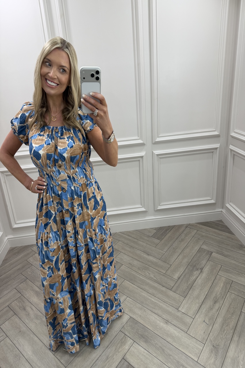 Royal & Tan Celia Shirred Maxi Dress