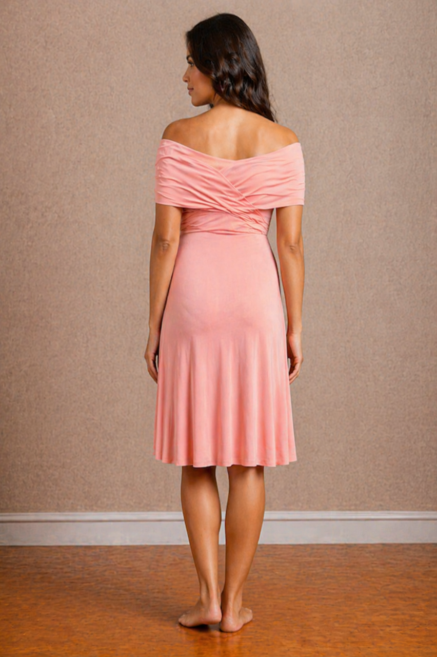  Maternity Pink Bardot Twist Front Detailed Dress