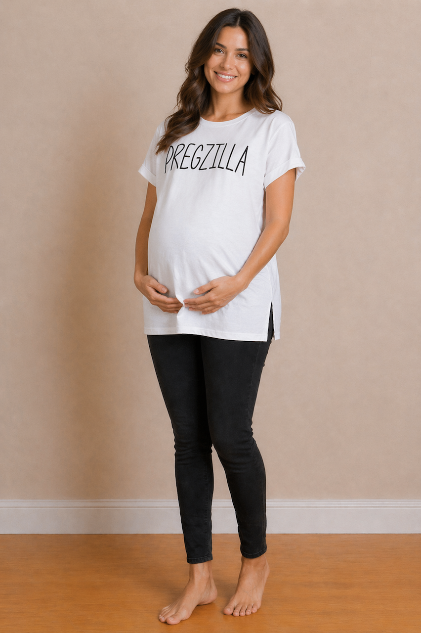 Maternity White Pregzilla T Shirt