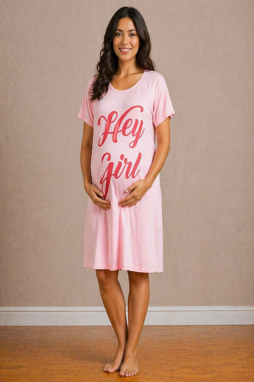 Maternity Pink "Hey Girl" Nighty