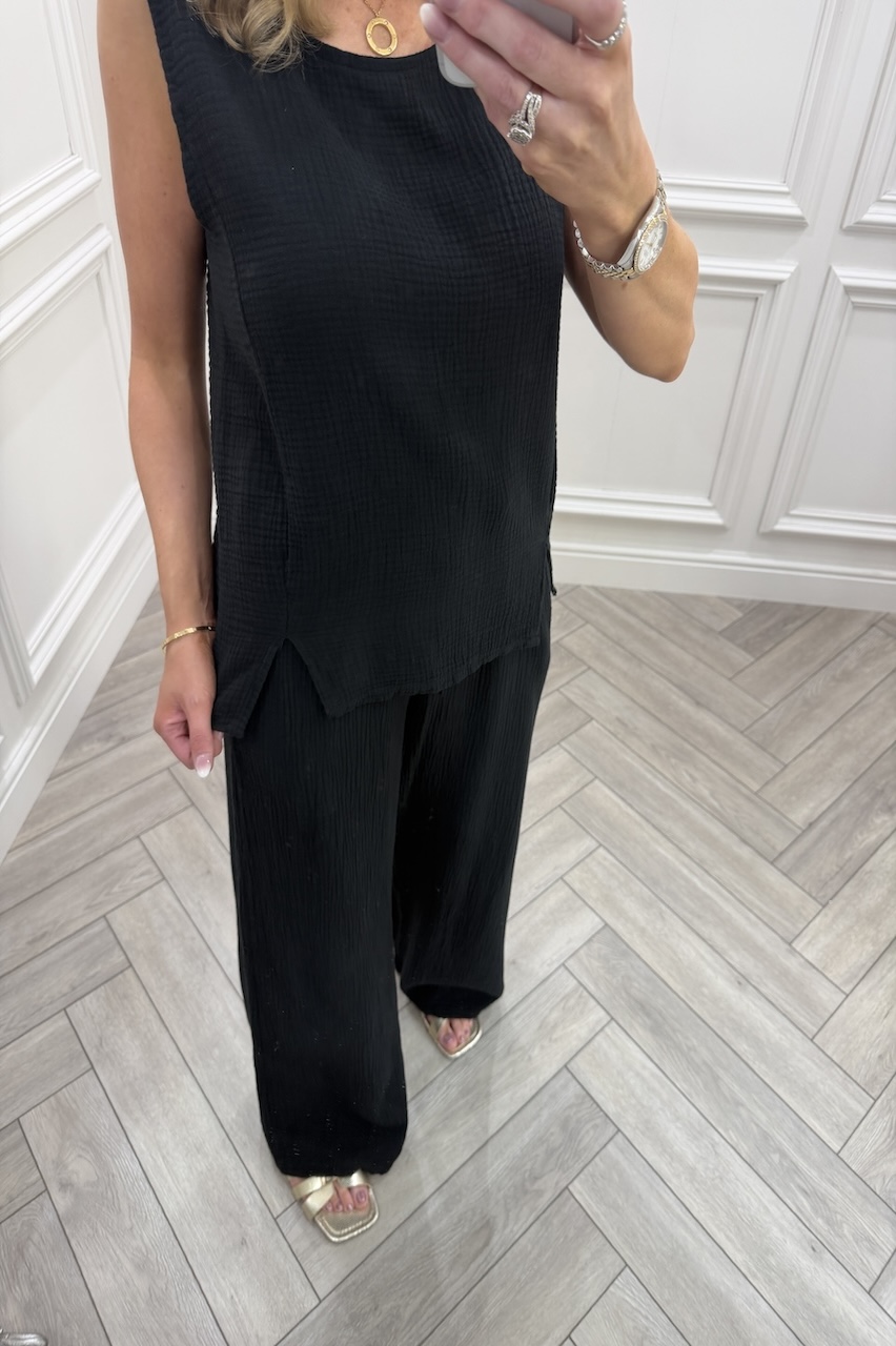 Black Allure Cotton Co-Ord Set