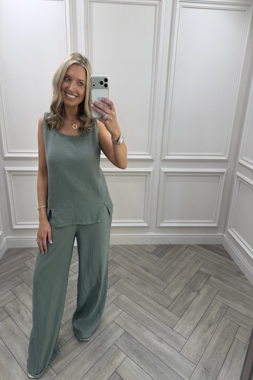 Khaki Allure Cotton Co-Ord Set
