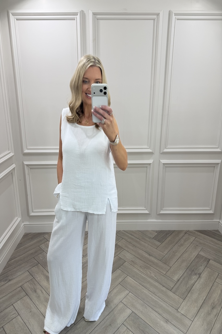 White Allure Cotton Co-Ord Set