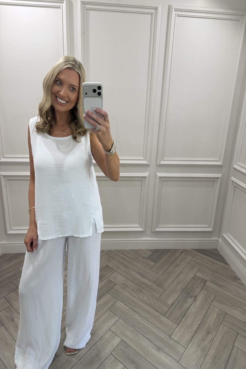 White Allure Cotton Co-Ord Set