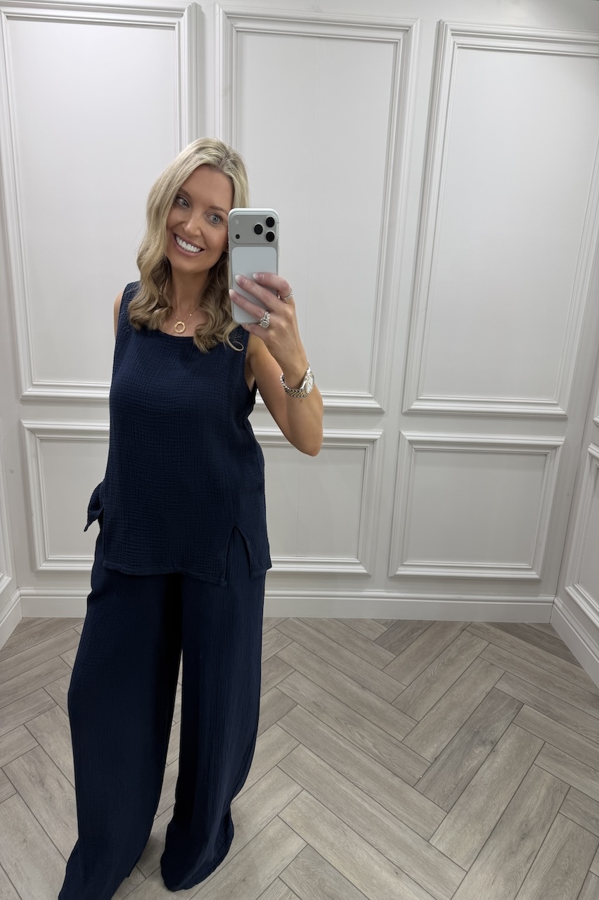 Navy Allure Cotton Co-Ord Set