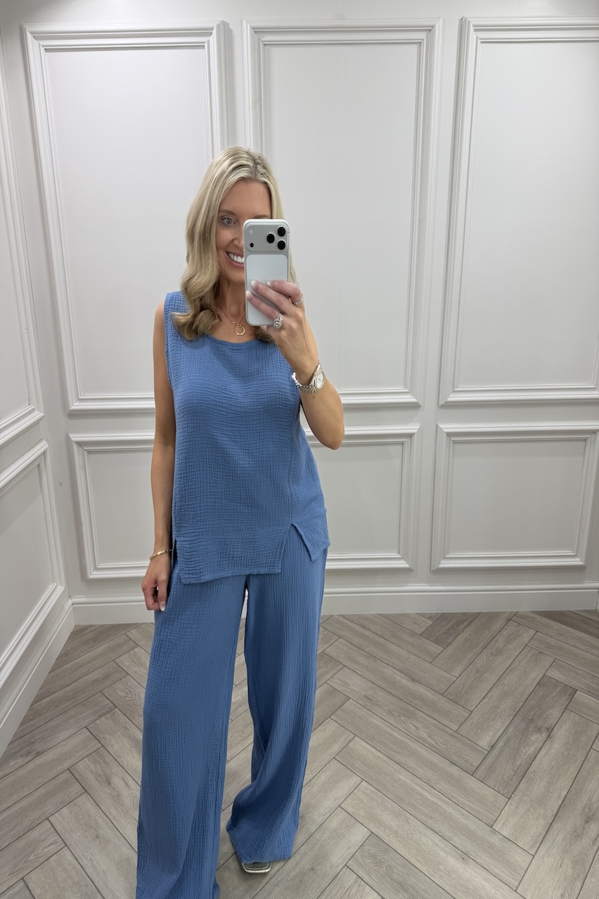 Denim Blue  Allure Cotton Co-Ord Set