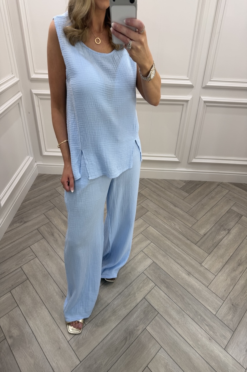 Sky Blue  Allure Cotton Co-Ord Set