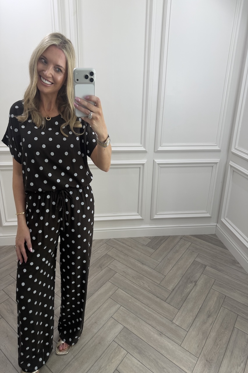 Brown & White Monaco Polka Co-Ord