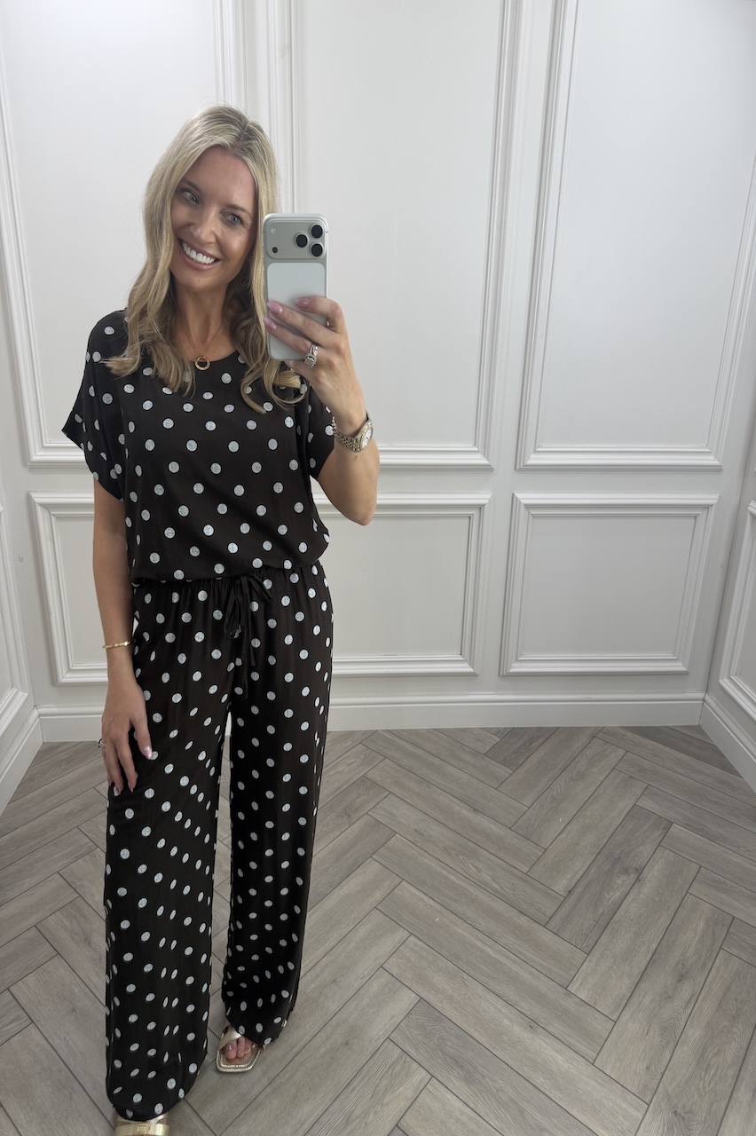 Brown & White Monaco Polka Co-Ord