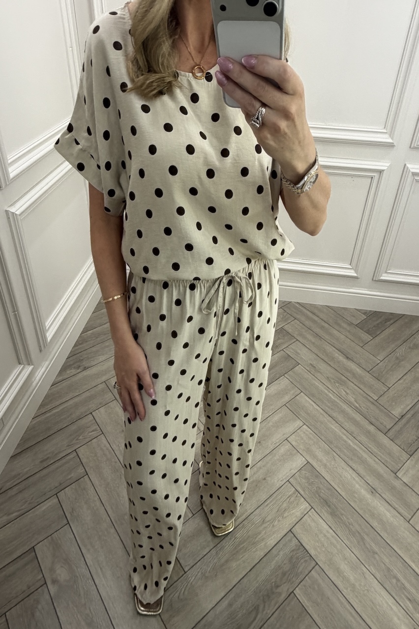 Beige & Brown Monaco Polka Co-Ord
