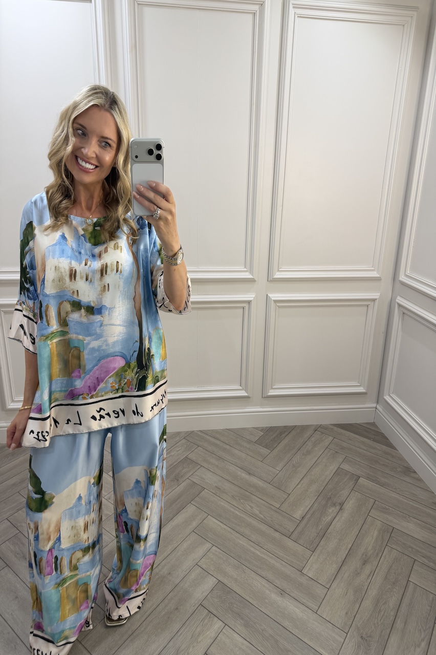 Light Blue Capri Trouser Co-Ord