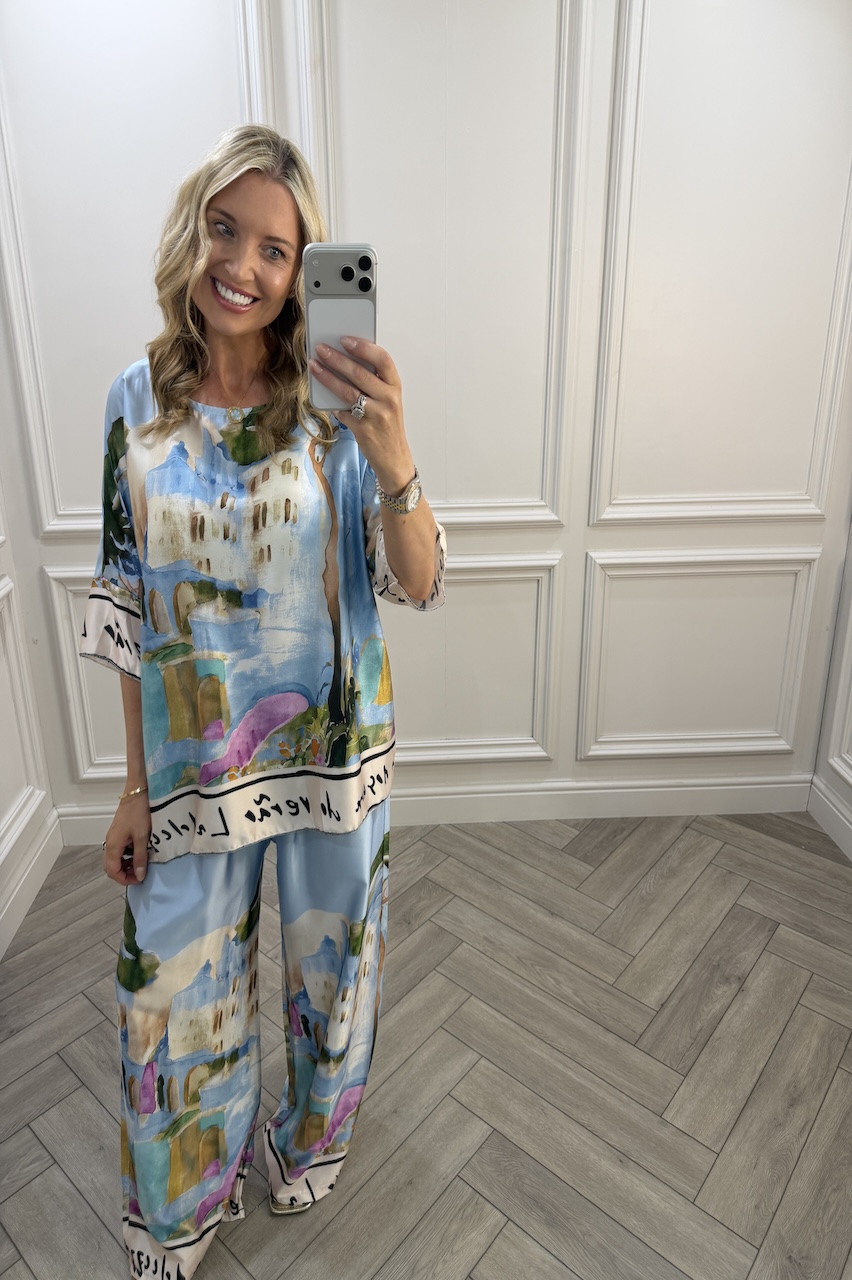 Light Blue Capri Trouser Co-Ord