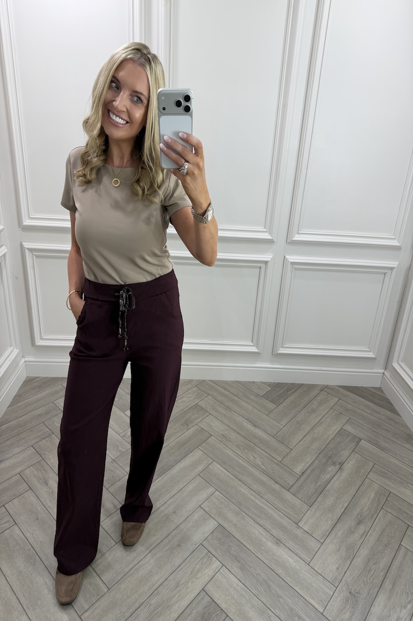 Wine Magic Wide Leg Trousers 
