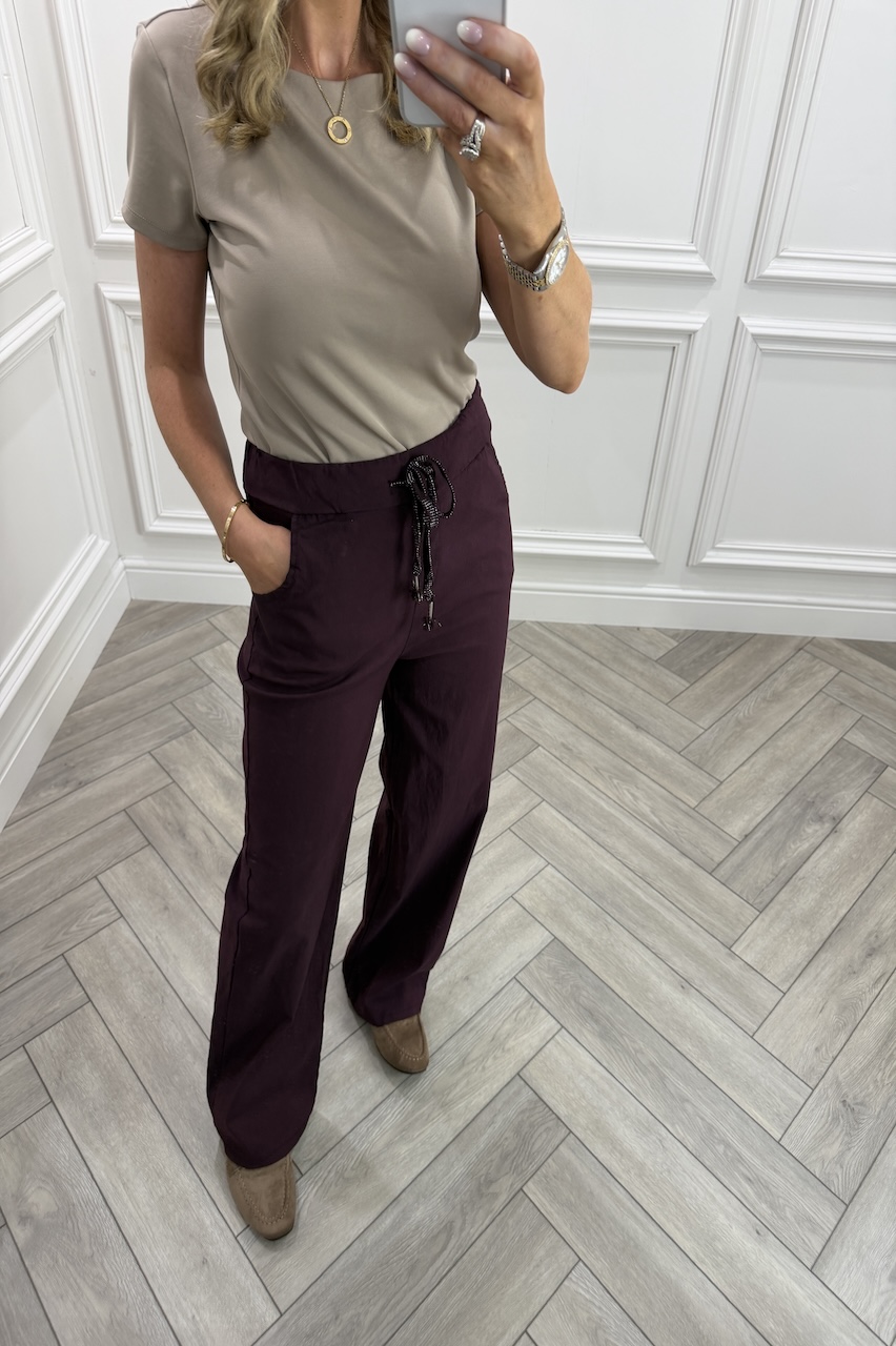 Wine Magic Wide Leg Trousers 
