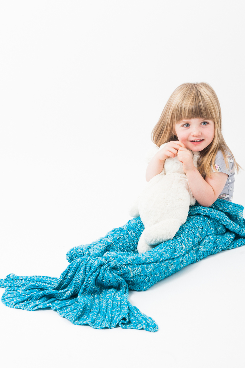 Luxury Ariel Aqua Children's Mermaid Knitted Sleeping Bag