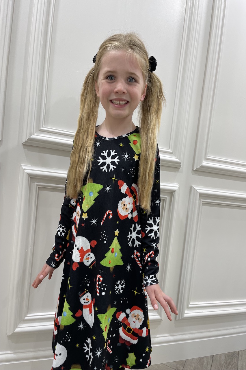 Black Magical Children's Christmas Swing Dress