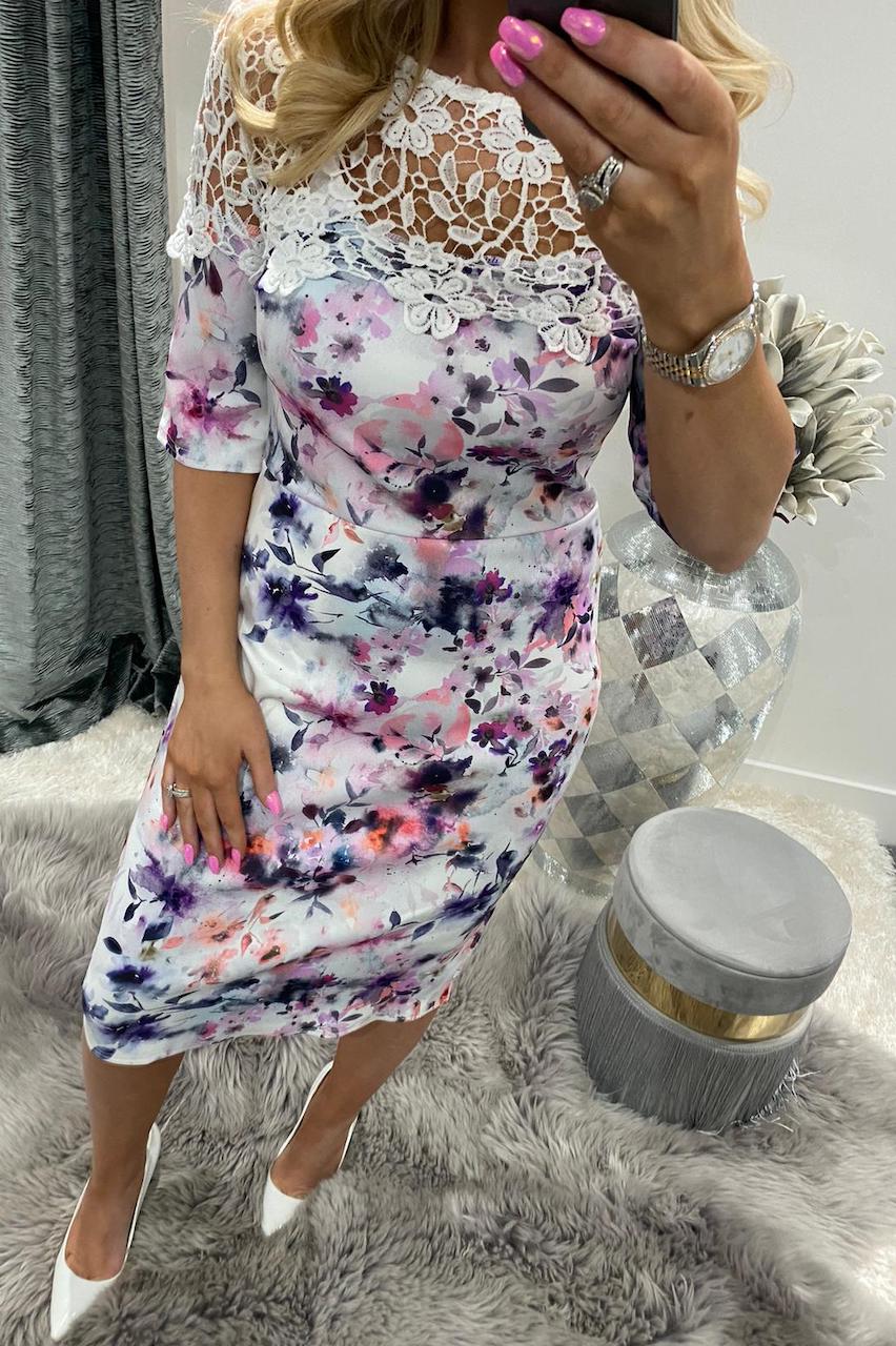 Zinnia Lace Floral Bodycon Dress