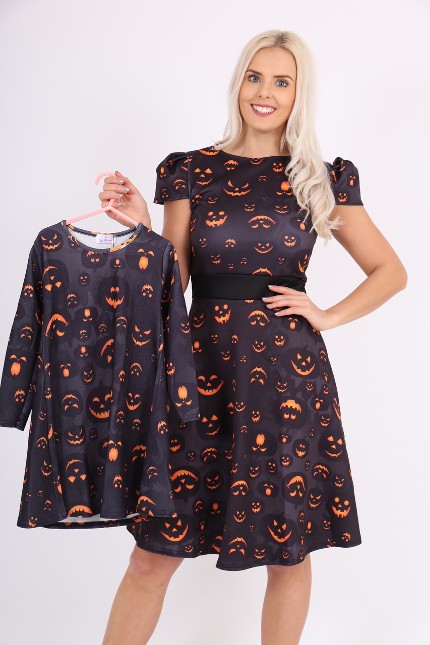 Children's Scary Pumpkin Halloween Swing Dress