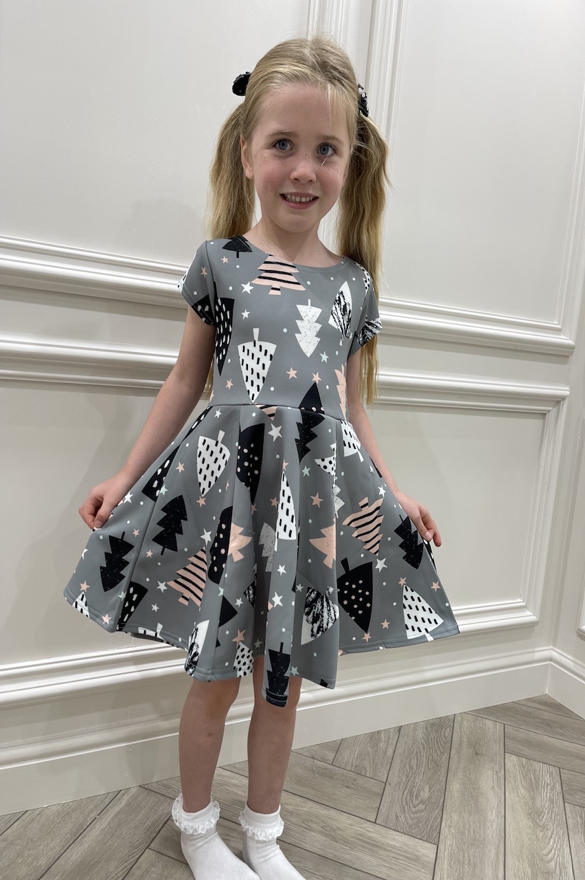 dark blue and orange dress