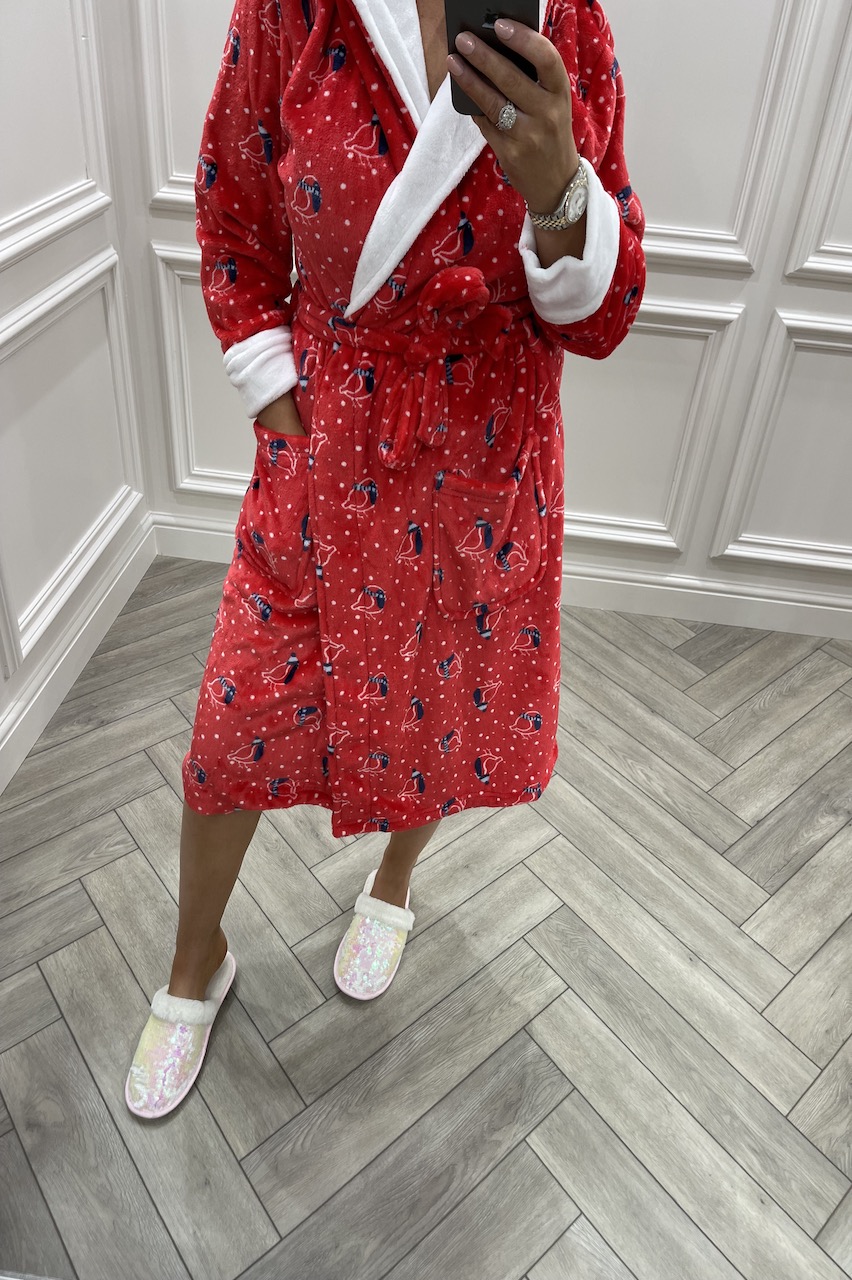 red dressing gown
