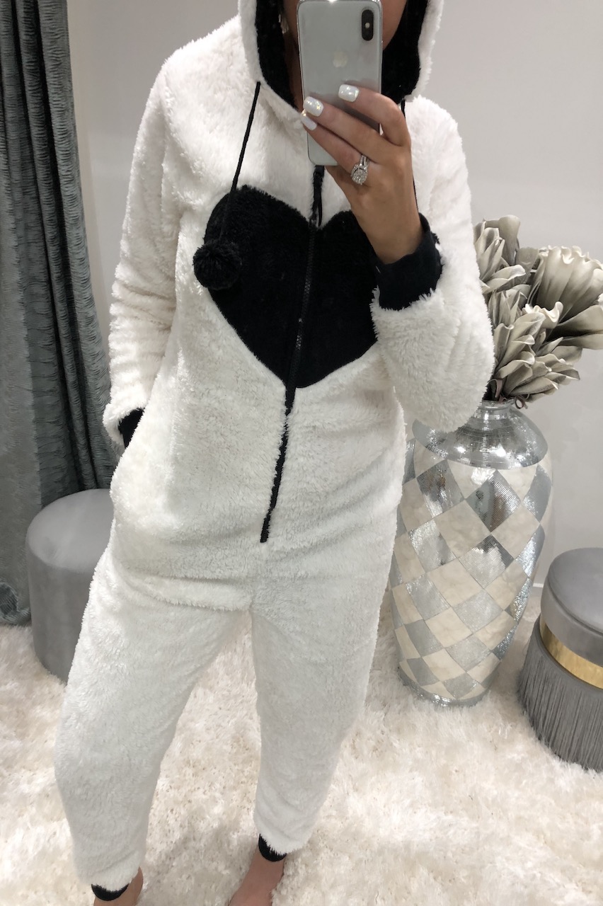 Deluxe White Panda Fleece Onesie 