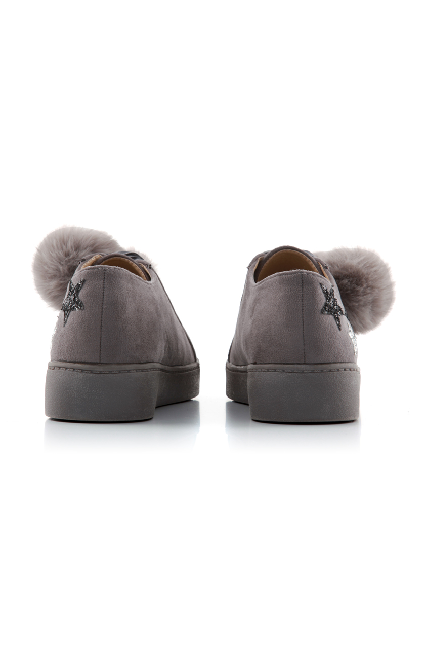 Grey Star Pom Pom Trainers