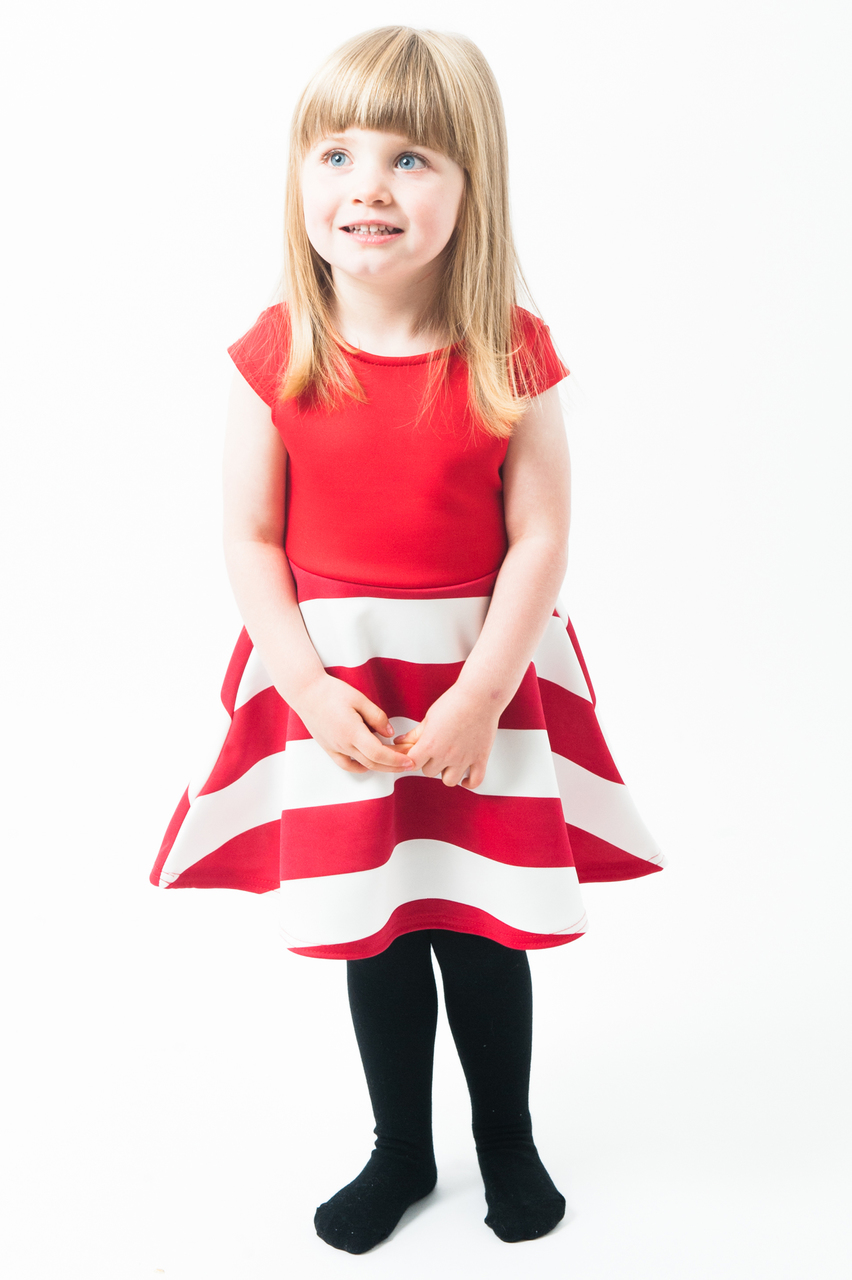 Children Red & White Candy Stripe Skater Dress