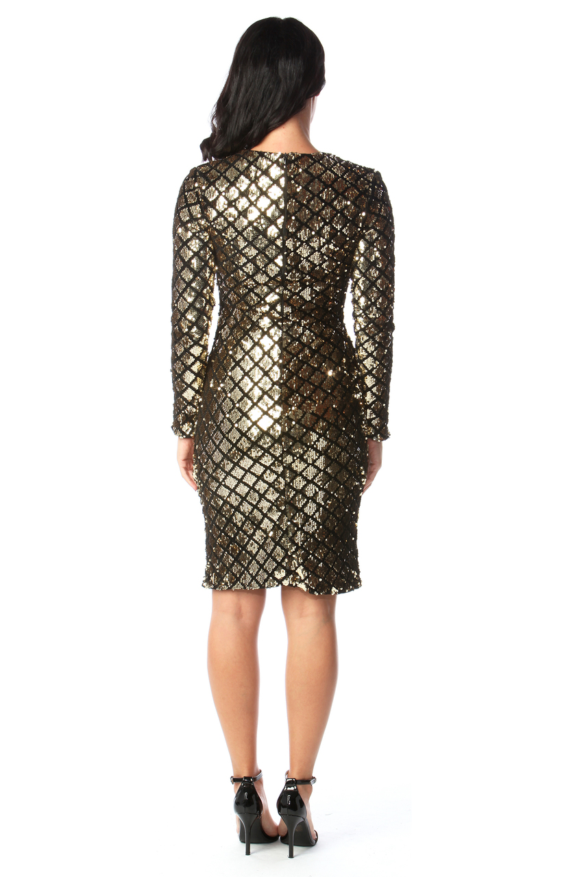 Ciara Gold & Black Sequin Midi Dress