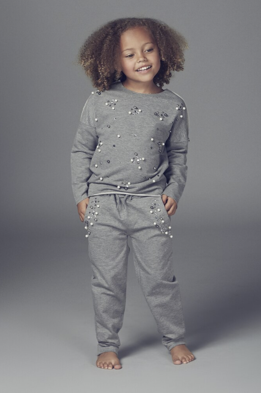 Children's Grey Rene Pearl Detailed Lounge Suit