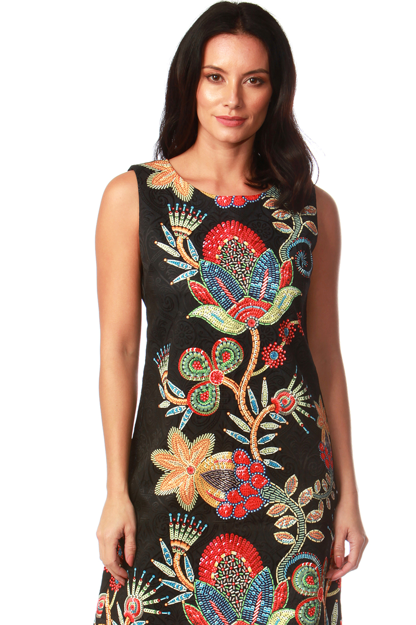 Black Floral Fusion Shift Dress - Want That Trend