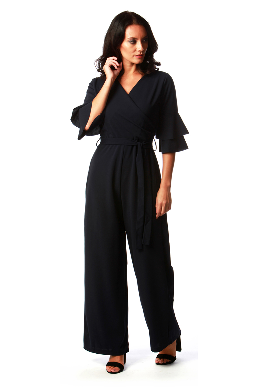 Navy Ruffle Jumpsuit 