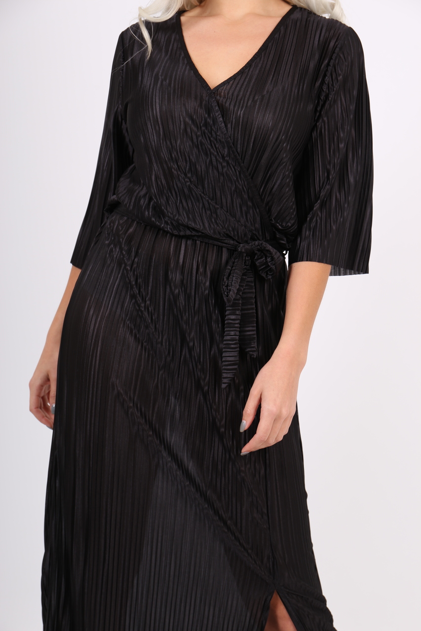 Black Pleated Maxi Dress