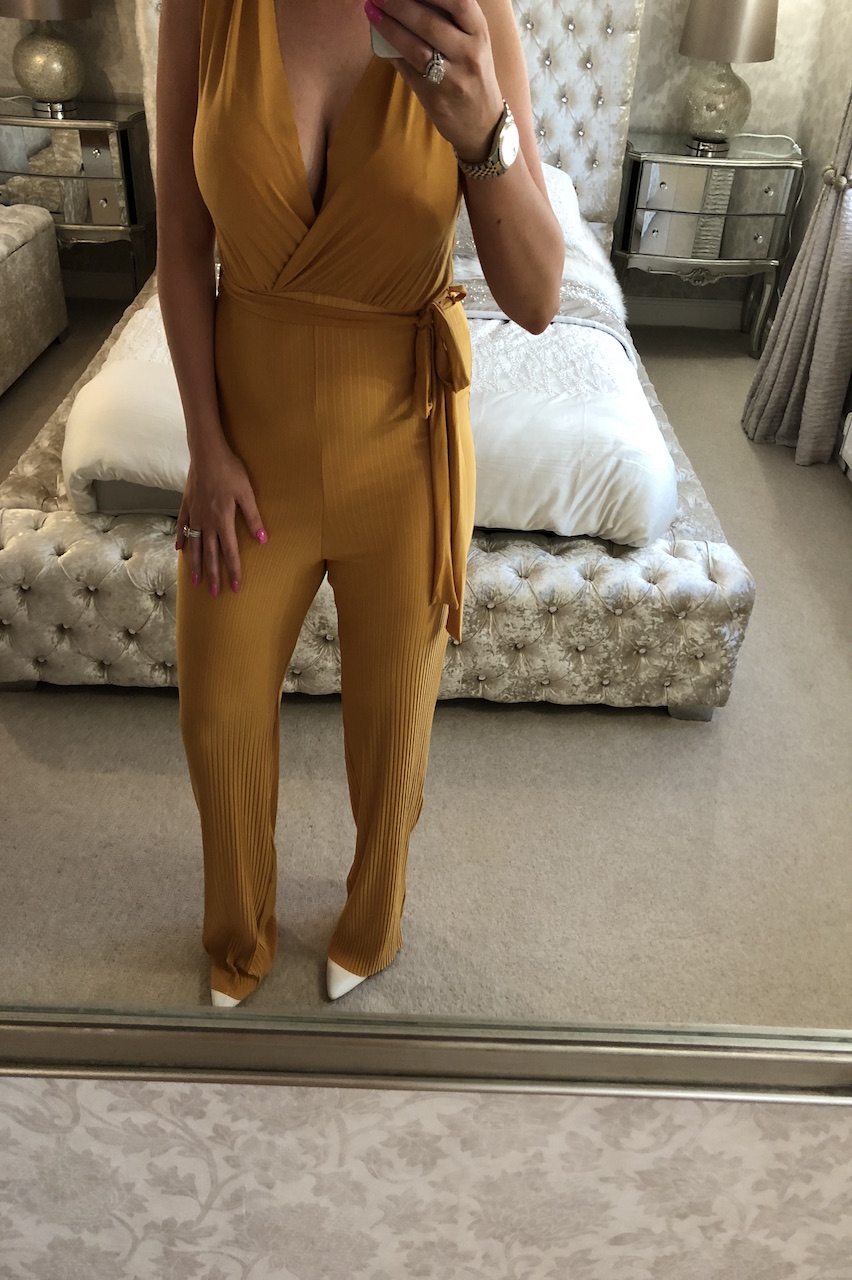 Anya Mustard Pleated Jumpsuit