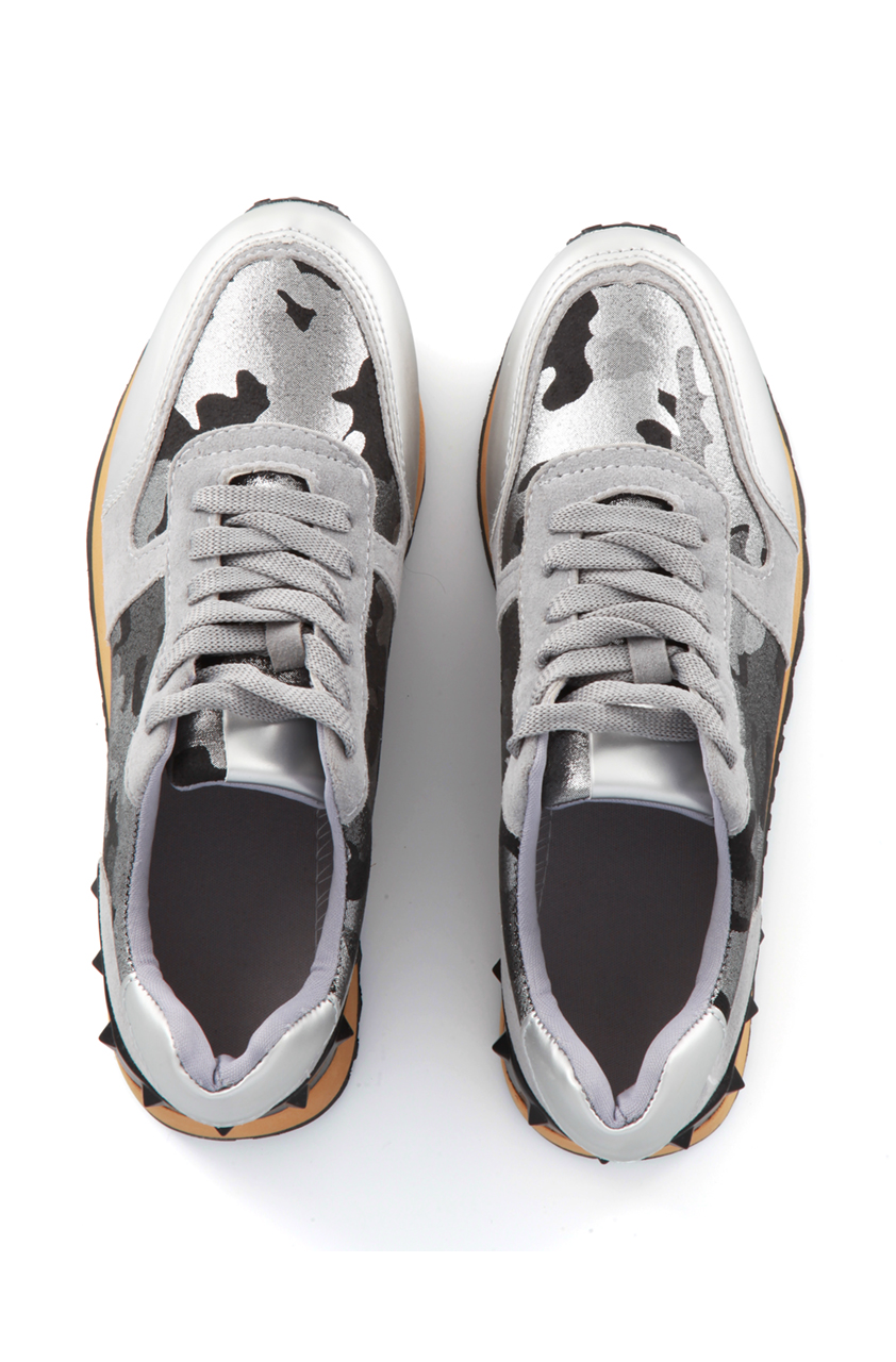 Silver Camo Studded Trainers
