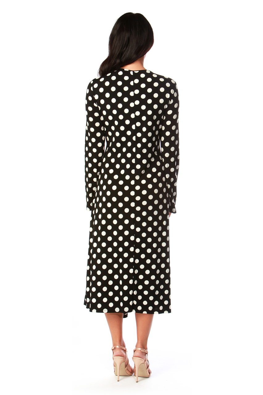 Black and White Polka Dot Wrap Maxi Dress
