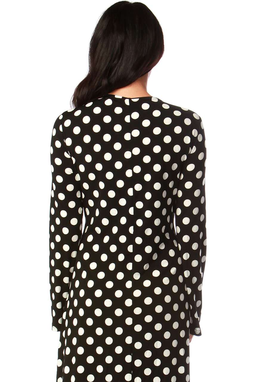 Black and White Polka Dot Wrap Maxi Dress