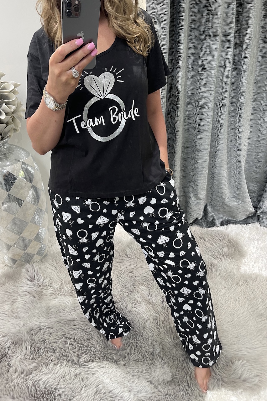 "Team Bride" Slogan Pyjama Set