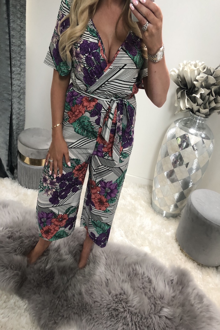 Multi Abstract Floral Culotte Jumpsuit