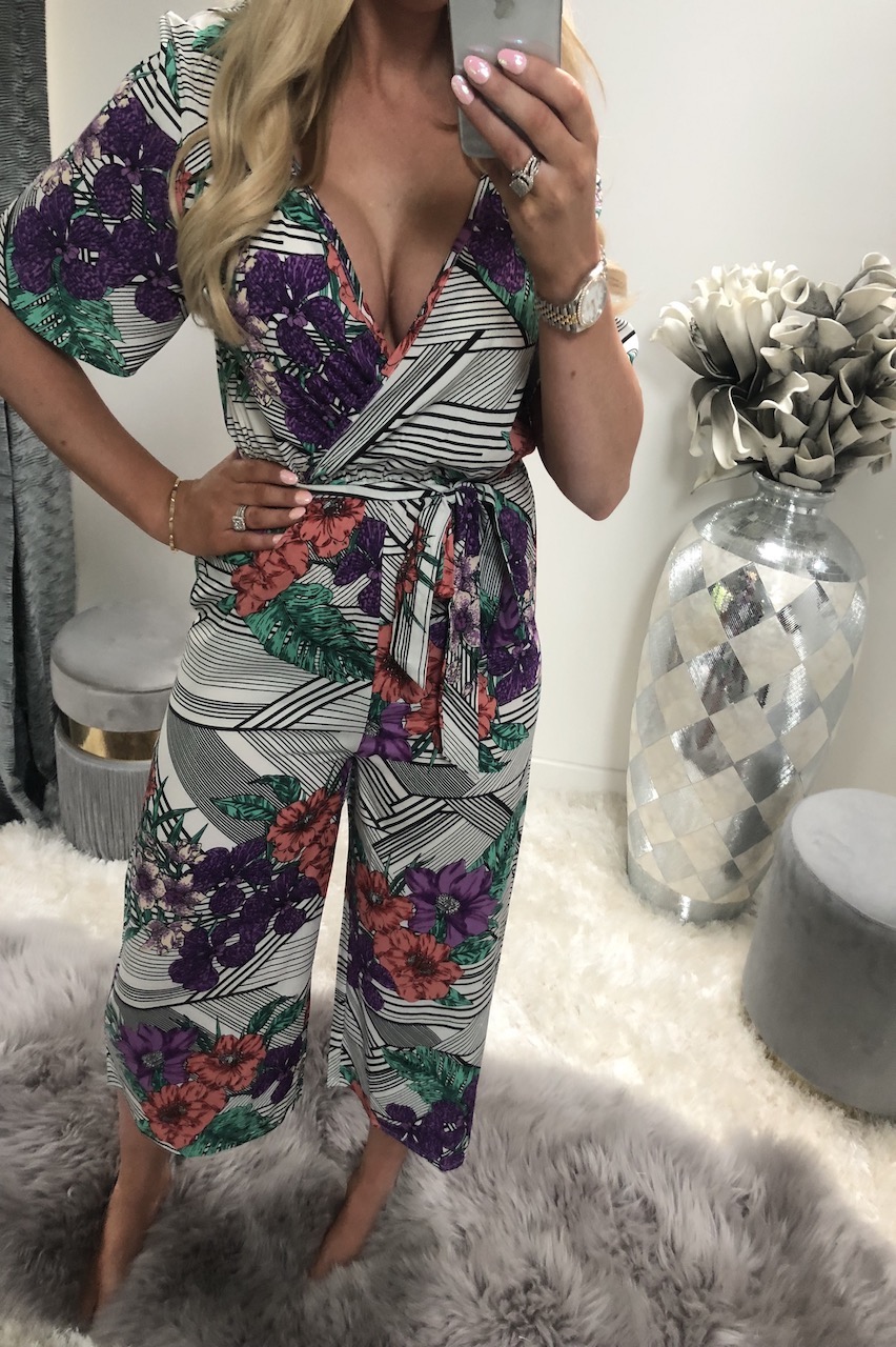 Multi Abstract Floral Culotte Jumpsuit