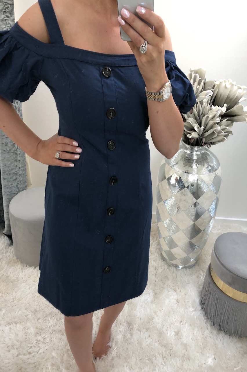 Avienna Blue Button Detail Dress