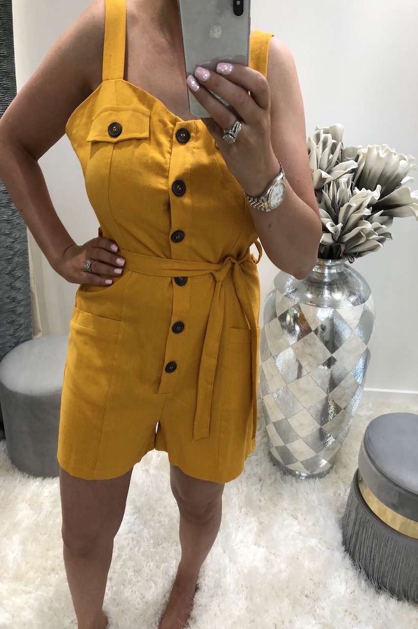Lia Mustard Button Front Playsuit