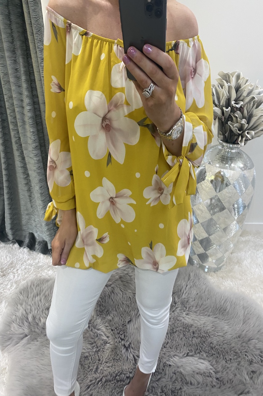 Adele Mustard Floral Blouse 