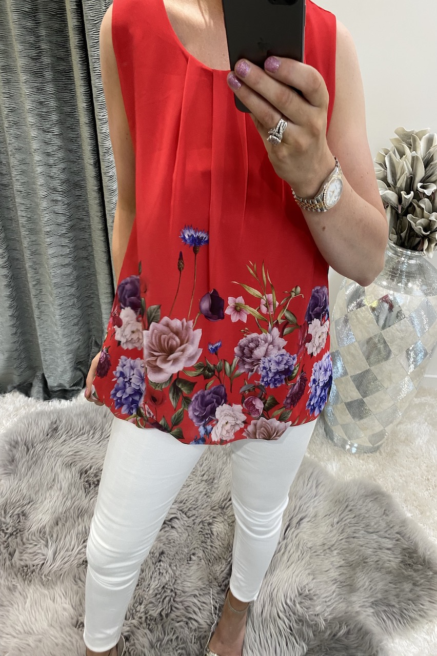 Red Coast Floral Blouse